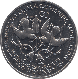 2011 2 POUND PRINCE WILLIAM & KATE MIDDLETON WEDDING ( BU ) - WORLD COINS - Cambridgeshire Coins