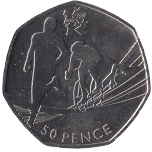 2011 BRILLIANT UNCIRCULATED LONDON OLYMPIC 2012 50p TRIATHLON - 50p BU - Cambridgeshire Coins