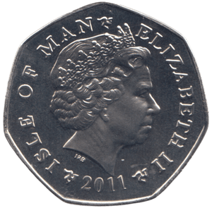 2011 CHRISTMAS 50P FATHER CHRISTMAS COLOURISED ISLE OF MAN ( BUNC ) 1 - 50P REGIONAL ISSUES - Cambridgeshire Coins