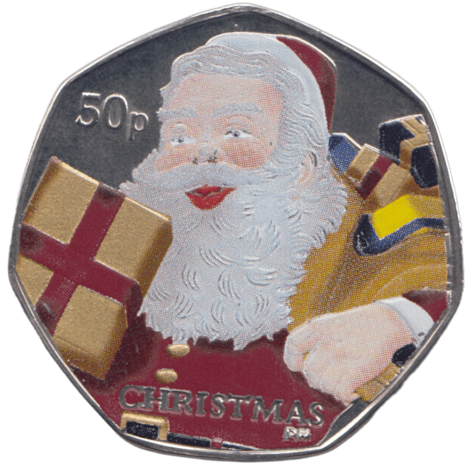 2011 CHRISTMAS 50P FATHER CHRISTMAS COLOURISED ISLE OF MAN ( BUNC ) 1 - 50P REGIONAL ISSUES - Cambridgeshire Coins