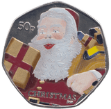 2011 CHRISTMAS 50P FATHER CHRISTMAS COLOURISED ISLE OF MAN ( BUNC ) 1 - 50P REGIONAL ISSUES - Cambridgeshire Coins
