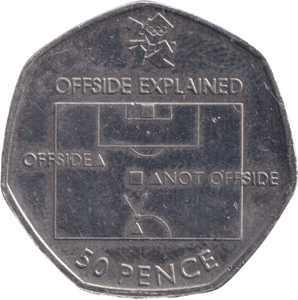2011 CIRCULATED LONDON OLYMPIC OFF SIDE FOOTBALL 50P - 50p CIRCULATED OLYMPIC - Cambridgeshire Coins