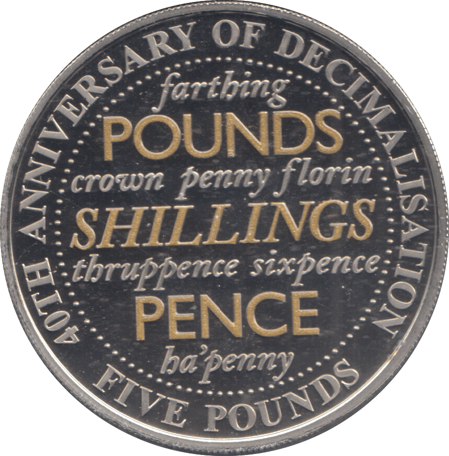 2011 FIVE POUNDS 40TH ANNIVERSARY OF DECIMALISATION ( PROOF ) - £5 Proof - Cambridgeshire Coins