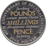2011 FIVE POUNDS 40TH ANNIVERSARY OF DECIMALISATION ( PROOF ) - £5 Proof - Cambridgeshire Coins
