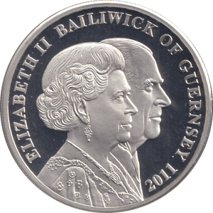 2011 FIVE POUNDS SILVER PROOF GUERNSEY - WORLD COINS - Cambridgeshire Coins