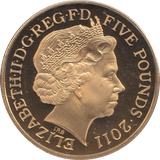 2011 GOLD PLATED PROOF 5 POUNDS - WORLD COINS - Cambridgeshire Coins