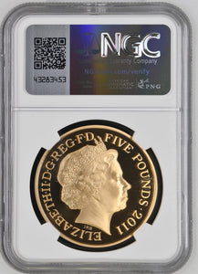 2011 GOLD PROOF £5 WILLIAM CATHERINE ROYAL WEDDING ( NGC ) PF 69 ULTRA CAMEO - NGC GOLD COINS - Cambridgeshire Coins