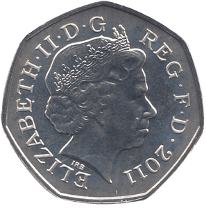 2011 SILVER OLYMPIC 50P AQUATICS ( BU ) - SILVER WORLD COINS - Cambridgeshire Coins