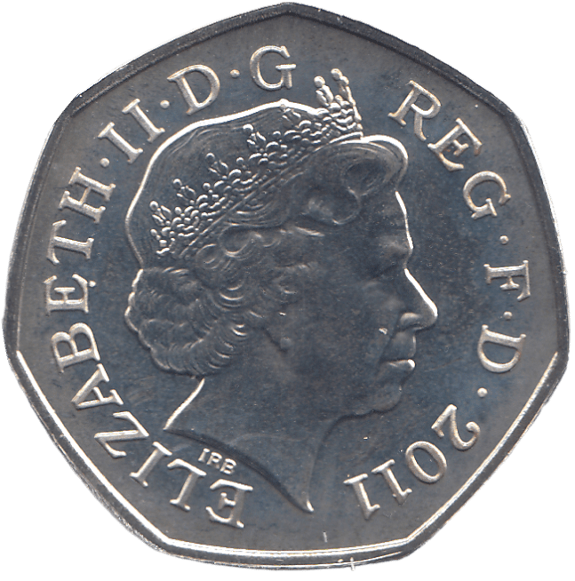 2011 SILVER OLYMPIC 50P AQUATICS ( BU ) - SILVER WORLD COINS - Cambridgeshire Coins
