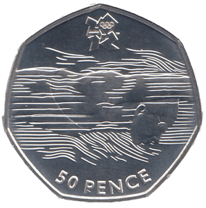2011 SILVER OLYMPIC 50P AQUATICS ( BU ) - SILVER WORLD COINS - Cambridgeshire Coins