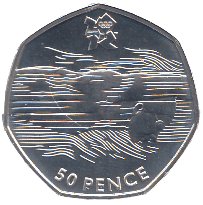 2011 SILVER OLYMPIC 50P AQUATICS ( BU ) - SILVER WORLD COINS - Cambridgeshire Coins