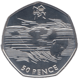 2011 SILVER OLYMPIC 50P AQUATICS ( BU ) - SILVER WORLD COINS - Cambridgeshire Coins
