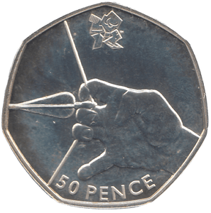 2011 SILVER OLYMPIC 50P ARCHERY ( BU ) - SILVER WORLD COINS - Cambridgeshire Coins