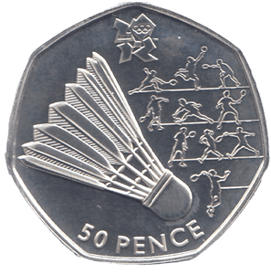 2011 SILVER OLYMPIC 50P BADMINTON ( BU ) - SILVER WORLD COINS - Cambridgeshire Coins