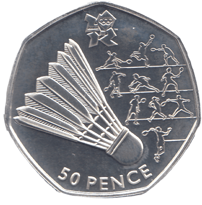 2011 SILVER OLYMPIC 50P BADMINTON ( BU ) - SILVER WORLD COINS - Cambridgeshire Coins