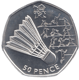 2011 SILVER OLYMPIC 50P BADMINTON ( BU ) - SILVER WORLD COINS - Cambridgeshire Coins