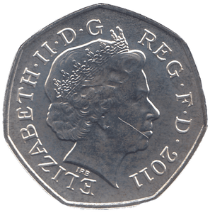 2011 SILVER OLYMPIC 50P CANOEING( BU ) - SILVER WORLD COINS - Cambridgeshire Coins