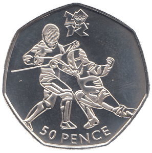 2011 SILVER OLYMPIC 50P FENCING ( BU ) - SILVER WORLD COINS - Cambridgeshire Coins