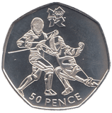 2011 SILVER OLYMPIC 50P FENCING ( BU ) - SILVER WORLD COINS - Cambridgeshire Coins