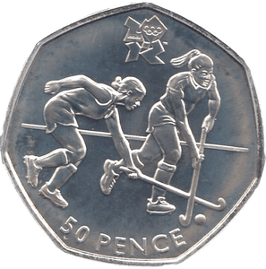 2011 SILVER OLYMPIC 50P FILED HOCKEY ( BU ) - SILVER WORLD COINS - Cambridgeshire Coins