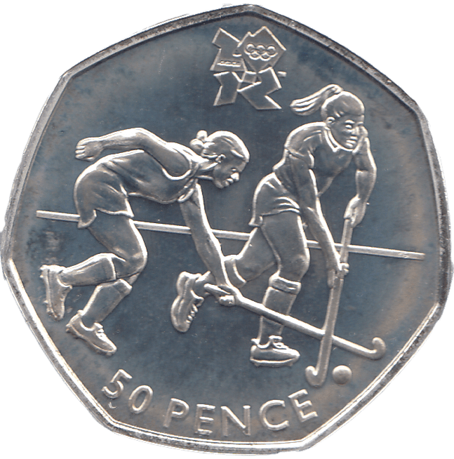 2011 SILVER OLYMPIC 50P FILED HOCKEY ( BU ) - SILVER WORLD COINS - Cambridgeshire Coins