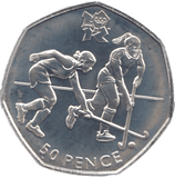2011 SILVER OLYMPIC 50P FILED HOCKEY ( BU ) - SILVER WORLD COINS - Cambridgeshire Coins