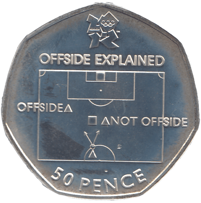 2011 SILVER OLYMPIC 50P FOOTBALL OFFSIDE EXPLAIN ( BU ) - SILVER WORLD COINS - Cambridgeshire Coins