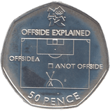 2011 SILVER OLYMPIC 50P FOOTBALL OFFSIDE EXPLAIN ( BU ) - SILVER WORLD COINS - Cambridgeshire Coins