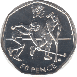 2011 SILVER OLYMPIC 50P HOCKEY - SILVER WORLD COINS - Cambridgeshire Coins