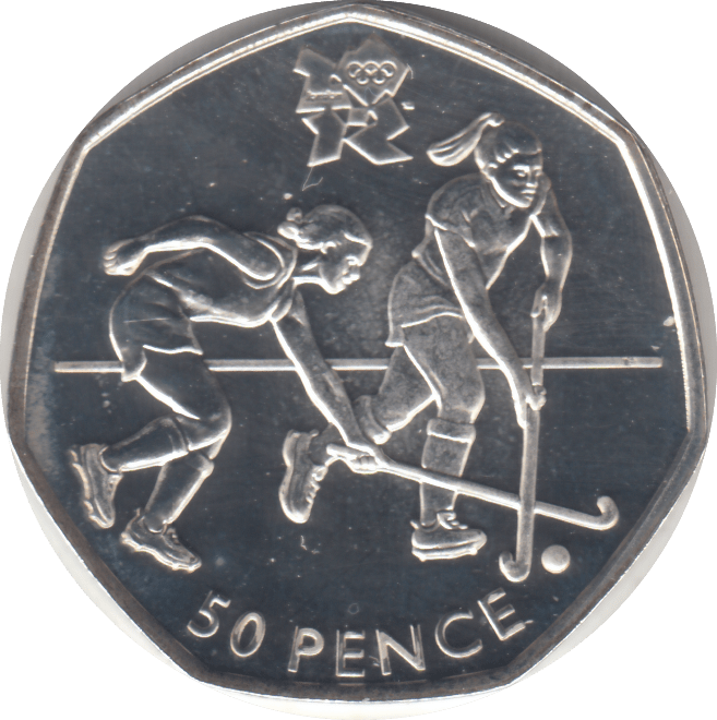 2011 SILVER OLYMPIC 50P HOCKEY - SILVER WORLD COINS - Cambridgeshire Coins