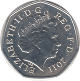 2011 SILVER OLYMPIC 50P HOCKEY - SILVER WORLD COINS - Cambridgeshire Coins