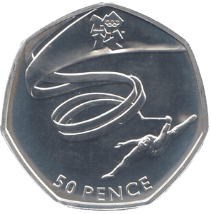 2011 SILVER OLYMPIC 50P RHYTMIC GYMNASTIC ( BU ) - SILVER WORLD COINS - Cambridgeshire Coins