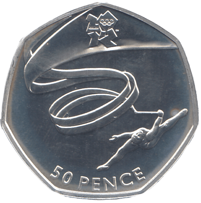 2011 SILVER OLYMPIC 50P RHYTMIC GYMNASTIC ( BU ) - SILVER WORLD COINS - Cambridgeshire Coins