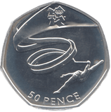 2011 SILVER OLYMPIC 50P RHYTMIC GYMNASTIC ( BU ) - SILVER WORLD COINS - Cambridgeshire Coins