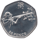 2011 SILVER OLYMPIC 50P SHOOTING ( BU ) - SILVER WORLD COINS - Cambridgeshire Coins