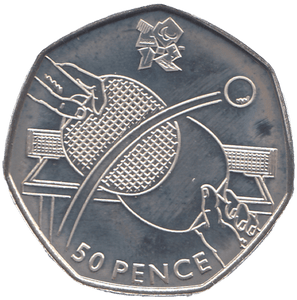 2011 SILVER OLYMPIC 50P TABLE TENNIS ( BU ) - SILVER WORLD COINS - Cambridgeshire Coins