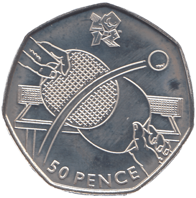 2011 SILVER OLYMPIC 50P TABLE TENNIS ( BU ) - SILVER WORLD COINS - Cambridgeshire Coins