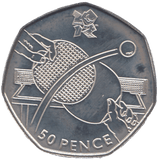 2011 SILVER OLYMPIC 50P TABLE TENNIS ( BU ) - SILVER WORLD COINS - Cambridgeshire Coins