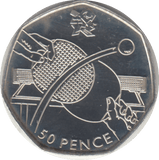 2011 SILVER OLYMPIC 50P TABLE TENNIS - SILVER WORLD COINS - Cambridgeshire Coins