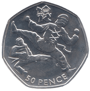 2011 SILVER OLYMPIC 50P TAEKWONDO ( BU ) - SILVER WORLD COINS - Cambridgeshire Coins