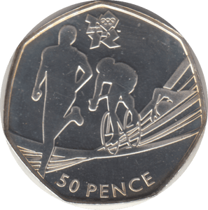 2011 SILVER OLYMPIC 50P TRIATHLON - SILVER WORLD COINS - Cambridgeshire Coins