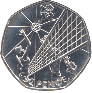 2011 SILVER OLYMPIC 50P VOLLEYBALL ( BU ) - SILVER WORLD COINS - Cambridgeshire Coins