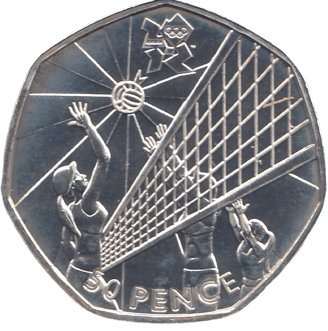 2011 SILVER OLYMPIC 50P VOLLEYBALL ( BU ) - SILVER WORLD COINS - Cambridgeshire Coins