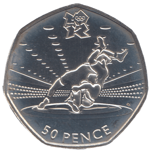 2011 SILVER OLYMPIC 50P WRESTLING ( BU ) - SILVER WORLD COINS - Cambridgeshire Coins