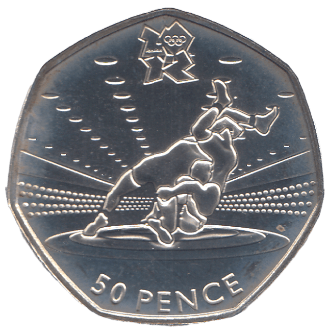2011 SILVER OLYMPIC 50P WRESTLING ( BU ) - SILVER WORLD COINS - Cambridgeshire Coins