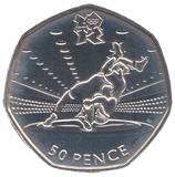 2011 SILVER OLYMPIC 50P WRESTLING ( BU ) - SILVER WORLD COINS - Cambridgeshire Coins