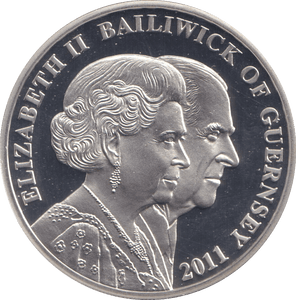 2011 SILVER PROOF £5 BAILIWICK OF GUERNSEY - SILVER WORLD COINS - Cambridgeshire Coins