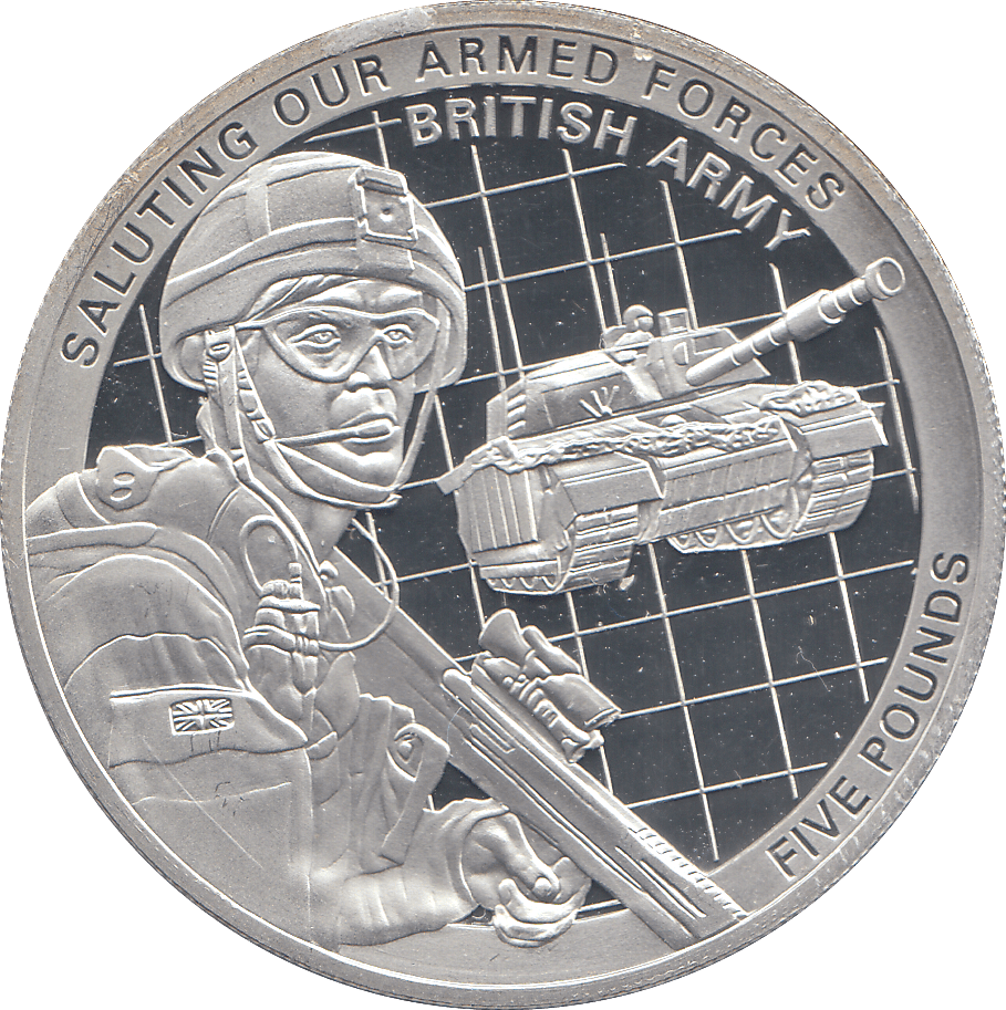 2011 SILVER PROOF 5 POUNDS BRITISH ARMY ARMED FORCES - WORLD COINS - Cambridgeshire Coins