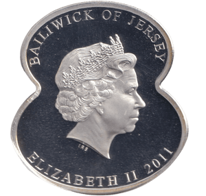 2011 SILVER PROOF FIVE POUNDS BAILIWICK OF JERSEY - SILVER WORLD COINS - Cambridgeshire Coins