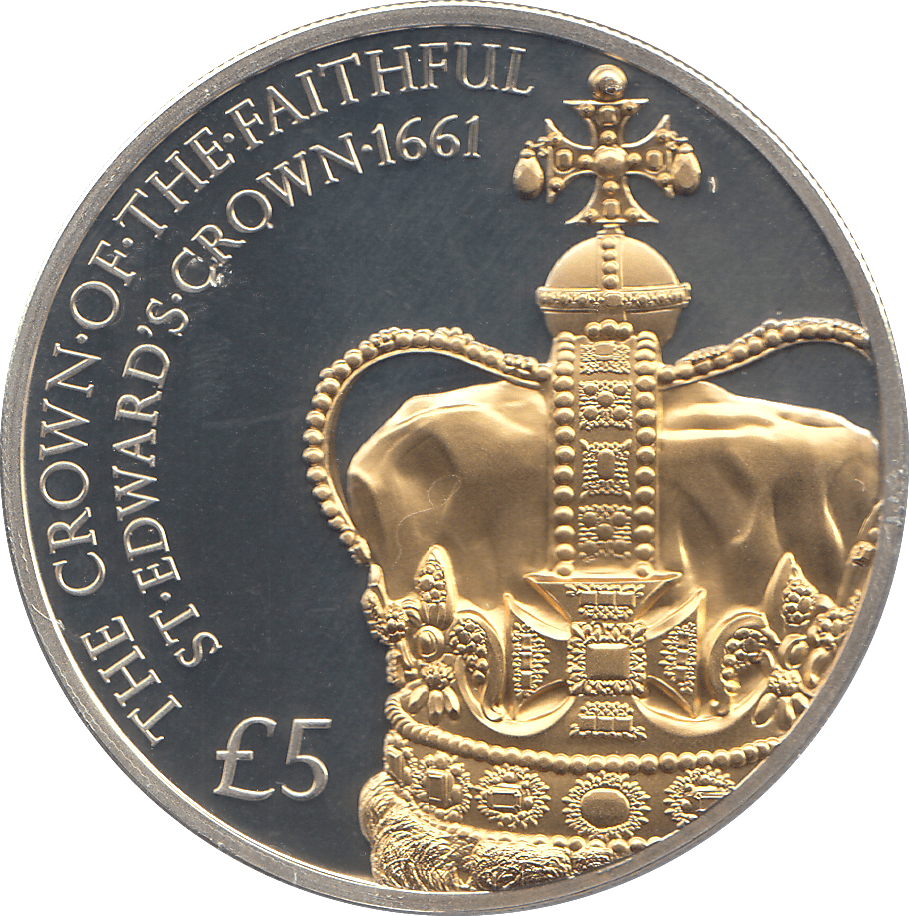 2011 SILVER PROOF FIVE POUNDS GUERNSEY THE CROWN OF THE FAITHFUL - SILVER WORLD COINS - Cambridgeshire Coins